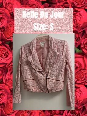 Belle Du Jour Pink Lace Zip Blazer